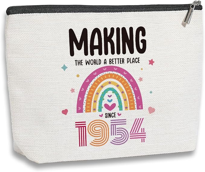 70th Birthday Gifts for Women, 70 Years Old Birthday Gifts Makeup Bag for Mom, Friend, Sister, Grandma, Travel Toiletry Makeup Organizer Zipper Pouch - Making The World a Better Place Since 1954
