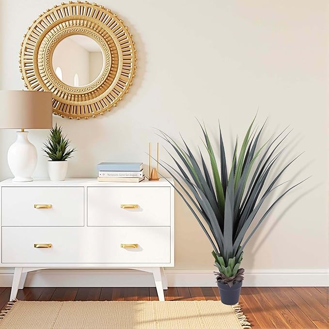 44inch Artificial Agave Plant Potted Plants Fake Agave Plant for Home Office Garden Indoor Outdoor Decoration (1PACK)