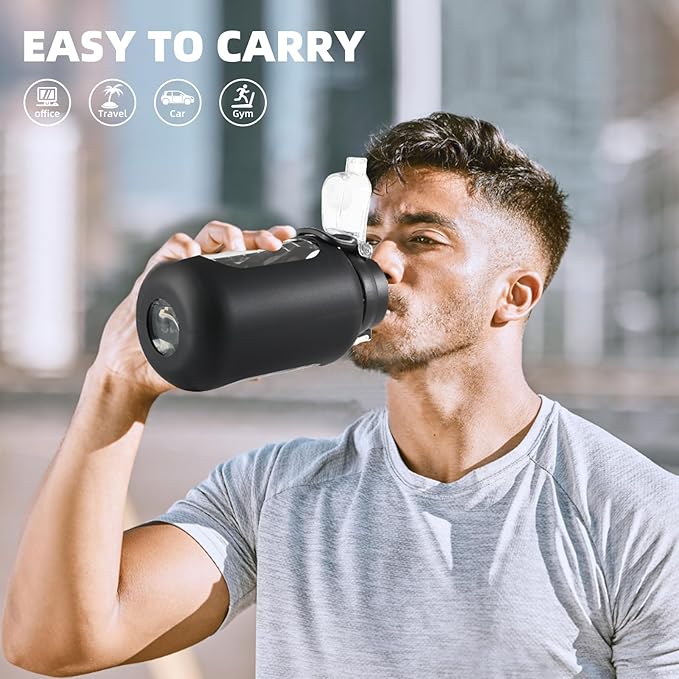 64 oz Glass Water Bolttles Half Gallon Large Motivational Water Bottle with Time Marker Sports Water Bottles with Silicone Sleeve and Handle Lid Water Jug for Gym Workout-1 Pack