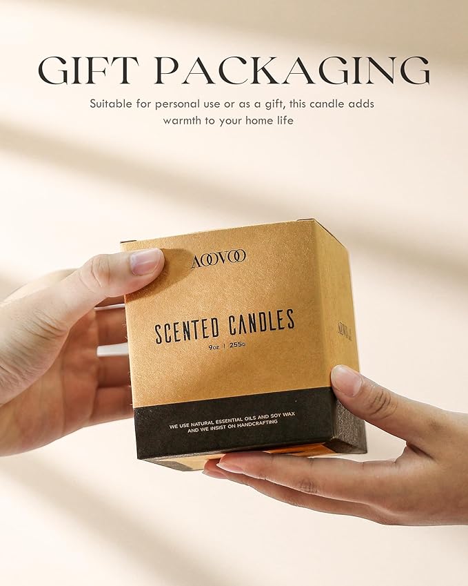 AOOVOO Rose Sandalwood Candles - 9 oz Scented Candles, Aromatherapy Candle, Soy Candle for Home Scented