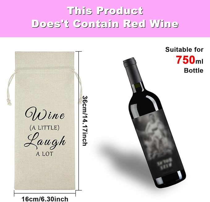 Birthday Gift for Women Men Funny Wine Gift Bag Engagement Anniversary Wedding Gift for Friends Friendship Christmas Congrats Promotion Gift for Coworker Cotton Burlap Wine Wrap Bag Graduation Gift