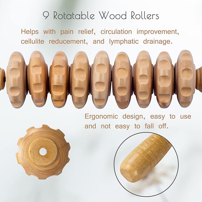 2pcs Wooden Massage Roller Wood Therapy Massage Tools Body Shaping，Anti Cellulite Wood Roller Masssager，Manuel Wooden Fascia Massage Roller，Wood Body Sculpting Tools，Wood Body Massage Roller