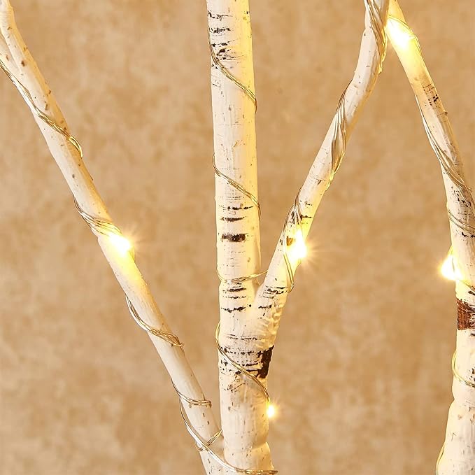 Birchlitland Lighted Birch Branches 32IN 100 LED with Timer Battery Operated, Artificial Tree Branch with Warm,Willow Branch Lights for Home Bedroom Fireplace Christmas Holiday Decoration