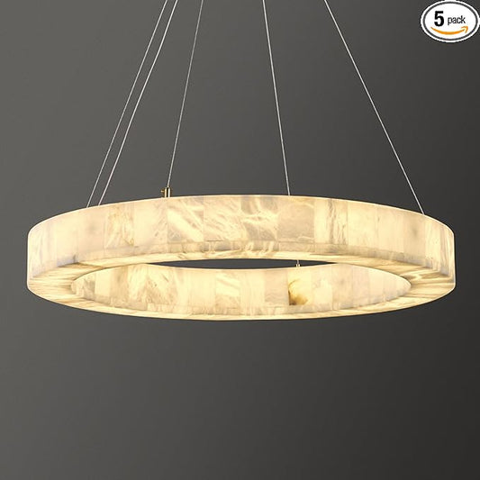 Alabaster Round Chandelier, D30in Modern Marble Dining Room Chandeliers, White Foyer Chandelier for Dining Room Light Fixture, Living Room, Bedroom Lights, Foyer, Kitchen