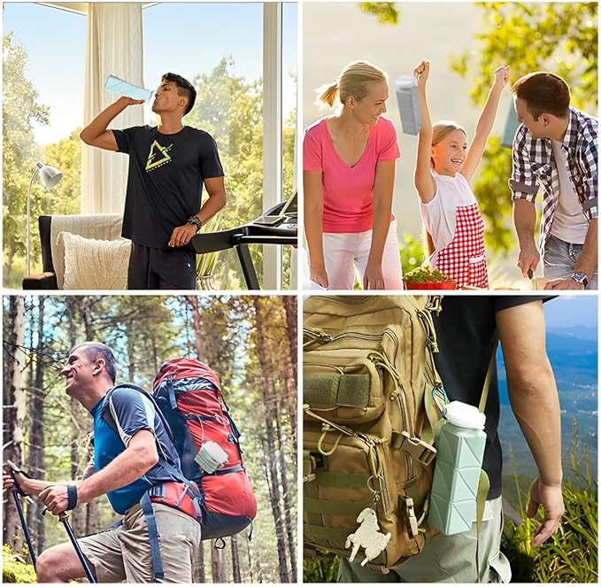 620ml Silicone Foldable Water Bottle with Straw Lid - Lightweight, Reusable, & Leakproof for Travel, Camping, Hiking, & Sports (PINK)