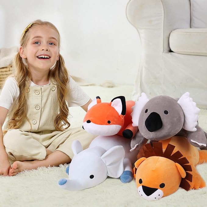 24" 4.2lbs Elephant Weighted Stuffed Animals,Cute Cuddle Plushie toy Weighted Elephant Plush Throw Pillow for Children Kids Adults(Elephant)