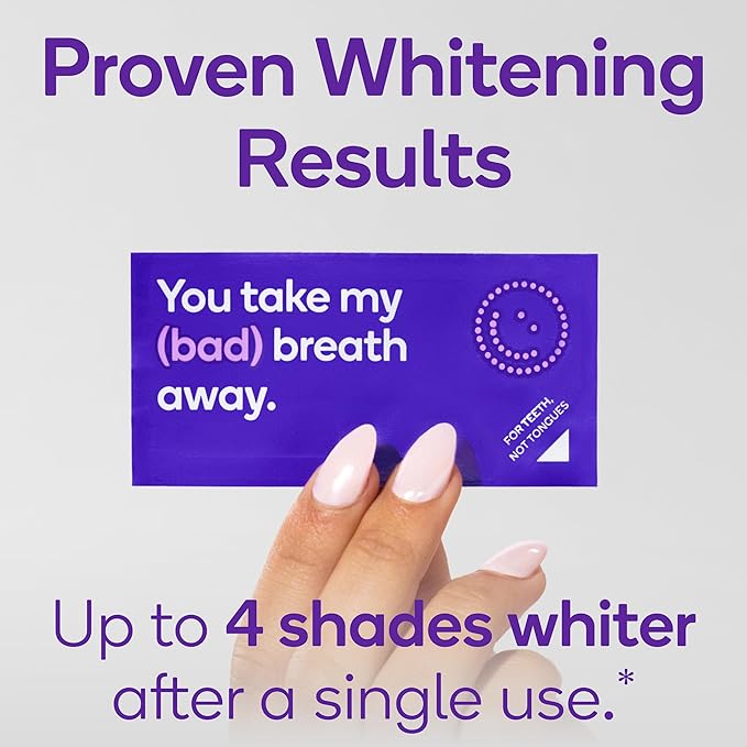 Burst Teeth Whitening Breath Strips (Polar Mint/8 Pack) | Kills 93% of Bad Mouth Germs | Up to 4 Shades Whiter in One Use | Easy to Apply/Quick Dissolving
