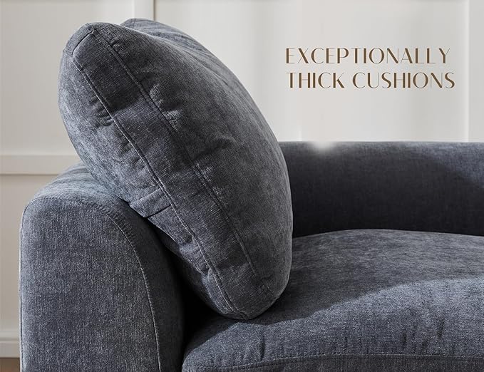 110 Inch Cloud Sectional Couches for Living Room, Convertible L Shaped Couch with Ottoman, 3 Seater Modular Sectional Sofa, Grey