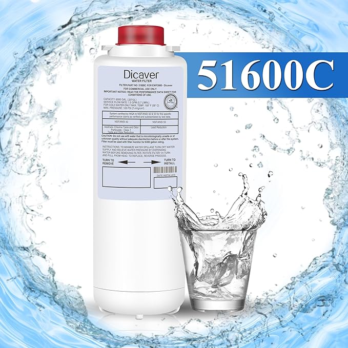 51600C Filters,Replacement for Elkay 51600C Filter By NSF/ANSI 42 Certified,Compatible with Ezh2o Filter Replacement Bottle Stations,High Capacity 51600C Filter 6000 Gallon (No Chip) Pack of 2