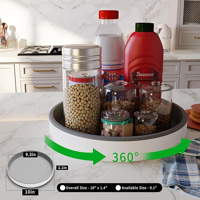 1 Pack 10 Inch Non-Skid Lazy Susan Turntable Organizers - Spinning Rack for Pantry Organization and Storage, Kitchen, Cabinet, Fridge, Bathroom Vanity, Countertop, Under Sink Organizing, Spice Rack