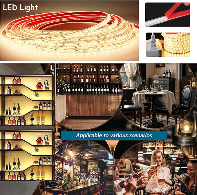 118in Wall Mounted Wine Rack with LED Light, 5-Tiers Liquor Bottles Display Shelf with Glasses Holder, Metal Home Bar Shelves with Industrial Iron Frame for Kitchen (Black, 118in/9.84ft)