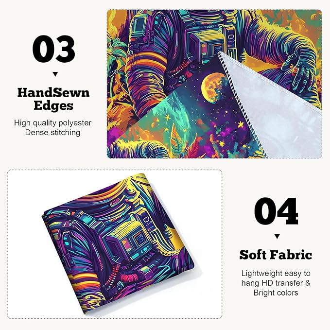 BVBOX Astronaut Space Blacklight Tapestry 79"x59", UV Reactive Astronaut Moon Garden Flower Universe Galaxy Planet Glow in Dark Tapestries, Black Light Neon Upright Poster Wall Hanging Backdrop Decor for Bedroom Living Room