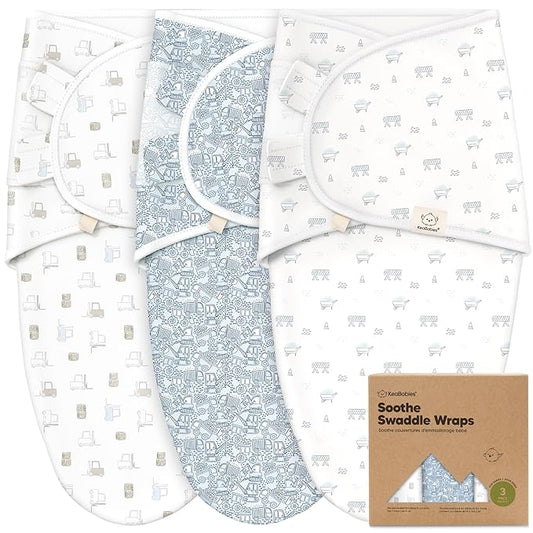 3-Pack Organic Baby Swaddle Sleep Sacks - Newborn Swaddle Sack, Ergonomic Baby Swaddles 0-3 Months, Swaddles for Newborns, Baby Sleep Sack, Baby Swaddle Blanket Wrap, Baby Essentials (Excavation)