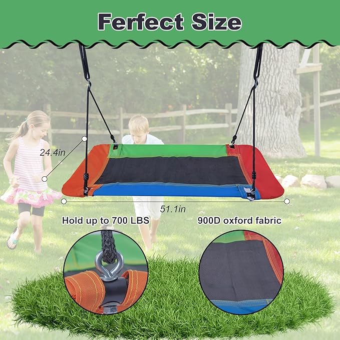 60" Platform Tree Swing, Waterproof Flying Swing Seat, 720lbs Weight Capacity, with Adjustable Hanging Straps, Swing Sets for Backyard, for Indoor and Outdoor Playground