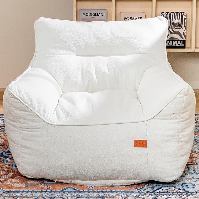 Bean Bag Chair for Adults, Comfy Tufted Bean Bag Chair Sofa with Armrests, Lazy Beanbag Chair with Foam Filler Stuffed Bean Bag Couch Sofa for Reading in Bedroom, Living Room and Dorms