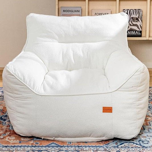 Bean Bag Chair for Adults, Comfy Tufted Bean Bag Chair Sofa with Armrests, Lazy Beanbag Chair with Foam Filler Stuffed Bean Bag Couch Sofa for Reading in Bedroom, Living Room and Dorms