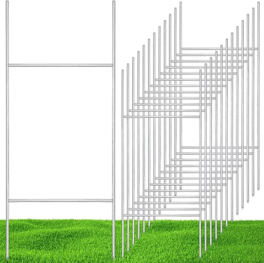 12 Pcs H Stakes for Yard Signs 30'' x 10'' Metal Heavy Duty H Frame Wire Stakes Weatherproof Metal Holder for 4mm 5mm Corrugated Signs Advertising Board Guidepost Yard Halloween Decor