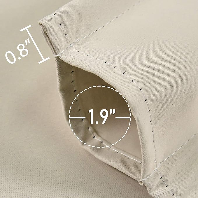 Beige Valance for Windows 42x18 Inch Solid Thermal Insulated Blackout Rod Pocket Kitchen Short Curtain Toppers Valance for Bathroom Living Room 2 Panels