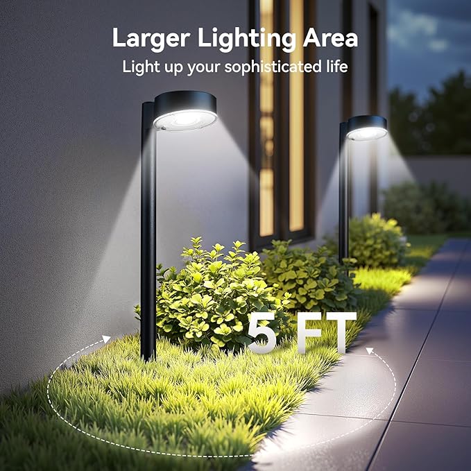 12 Pack Solar Pathway Lights Outdoor, 12 Brighter LED Solar Lights Outdoor Waterproof, Up to 12 Hrs Modern Path Light for Yard Garden Walkway Driveway Lawn, Cool White
