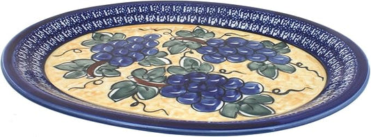 Blue Rose Polish Pottery Grapes Large Serving Platter