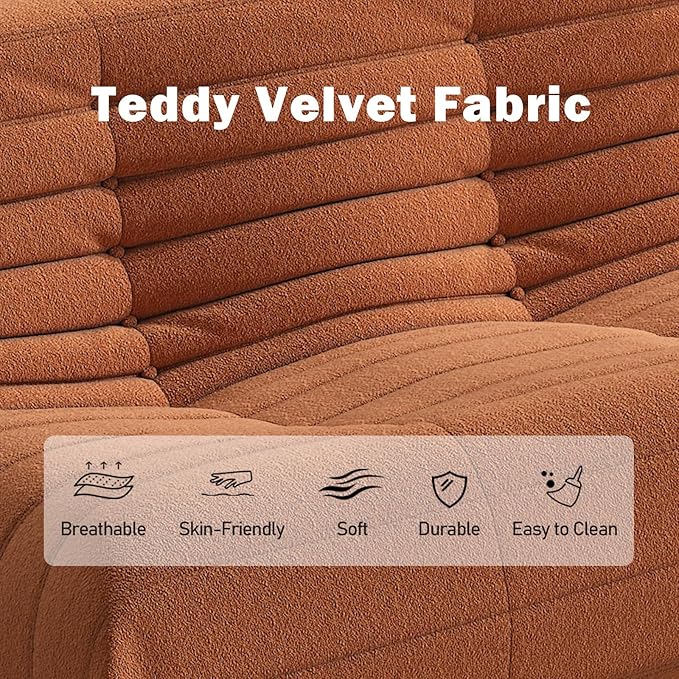 Bean Bag Chair, Oversized Fireside Chair Bean Bag Sofa Large Bean Bag Chair for Adults, 3 Seater Bean Bag Chairs for Teens with High Density Comfortable Foam, Bean Bag for Living Room, Bedroom(Orange)