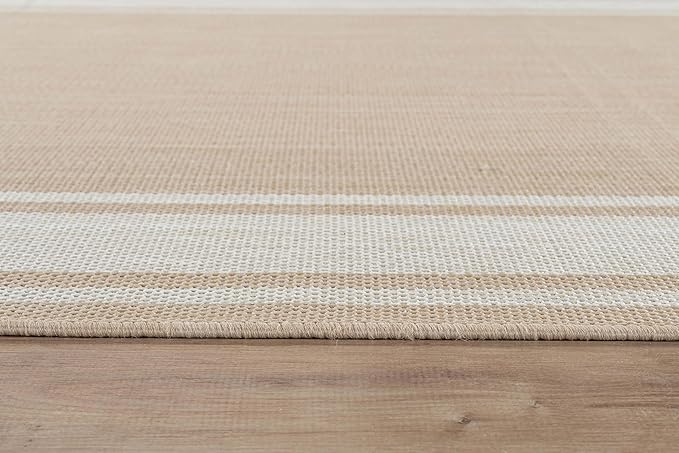 Beverly Rug Large Outdoor Rug 9x12 Modern Bordered Area Rugs for Indoor and Outdoor Patio Deck Porch Garden Waterproof Weather Sun Resistant Washable Outside Carpet (9 x 12 Beige)