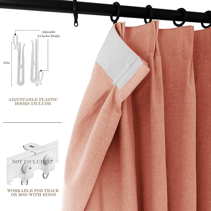 150 Inches Extra Wide Room Divider Draperies, Pinch Pleat Drapes, Absolutely Blackout Sliding Door Drapery, Total Privacy Ceiling Track Curtains, 150" W by 84" L, Orange (1 Panel)
