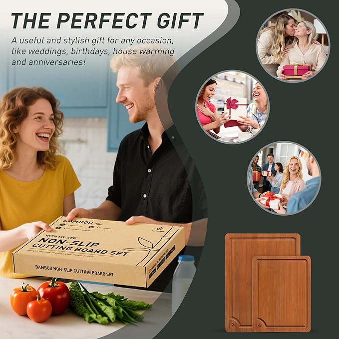 Bamboo Cutting Board Set Non Slip Feet Over Sink Day Gifts Best Mama Mommy Bonus Busy Mom Ever Christmas Xmas Birthday Law Step Stepmom Stepmother Who Have Everything Good Unique Useful Present