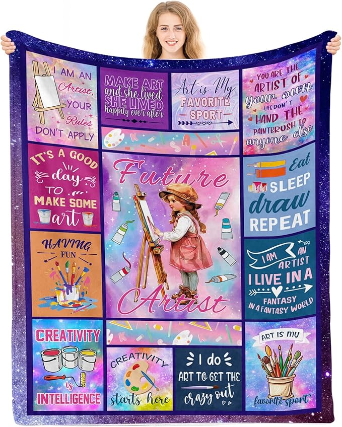 Artist Gifts Blanket, Gifts for Artists, Art Gifts for Women, Art Teacher Gifts, Birthday Gift for Art Lovers, Gifts for Artists Women, Artist Gifts, Painting Blanket 50x60 in