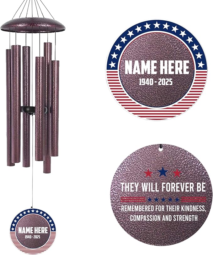 ASTARIN Personalized Wind Chimes for Memorial US Veteran, Deep Tone Wind Chimes for Loss of Loved One Brothers Sisters, Thank You Veteran Solider