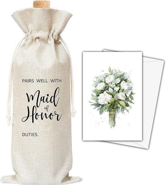 Bridal Shower Gifts Wine Bag & Card, Wine Bag Gifts For Women Bridesmaid Besties, Newly Wed Gifts, Pairs Well With Maid Of Honor Wine Bag For Bridal Shower Wedding Engagement Bachelorette Party -34