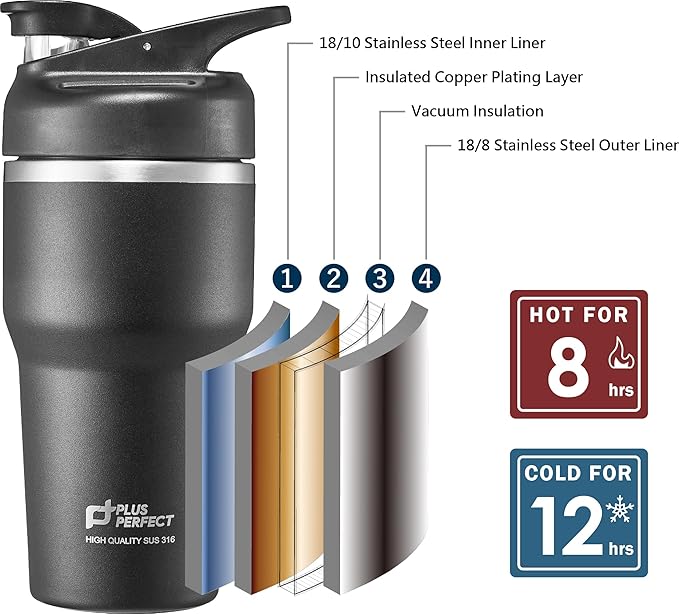 27 OZ 316 Stainless Steel Vacuum Insulated Travel Mug With Leak Proof Flip For Both Straw & Spout, Double Walled Seamless to Keep Hot And Cold, Sliver