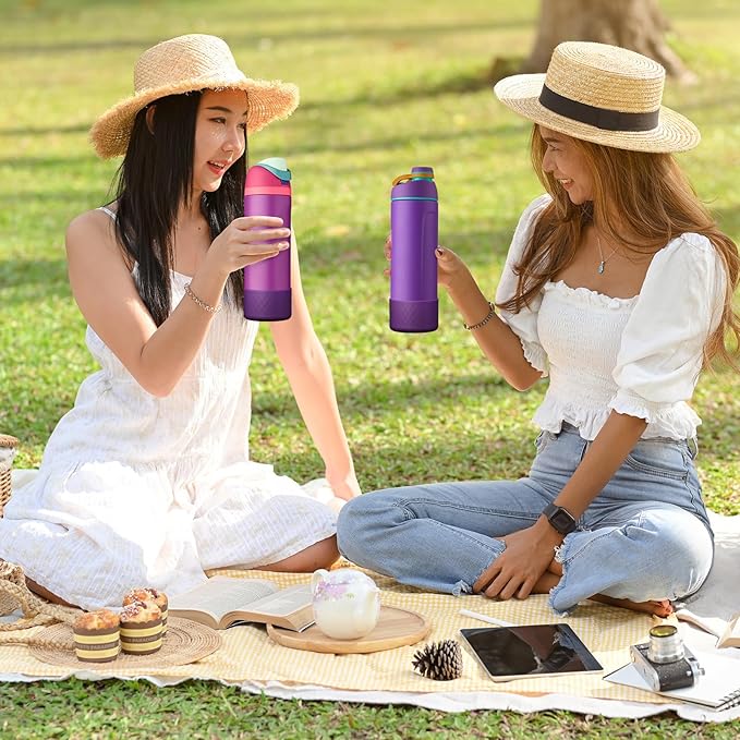 2PCS Silicone Water Bottle Boot for Owala 24oz 32oz 40oz, Anti-Slip Protective Sleeve Bottom Bumper Protector for FreeSip, Twist, and Flip Stainless Steel Water Bottles