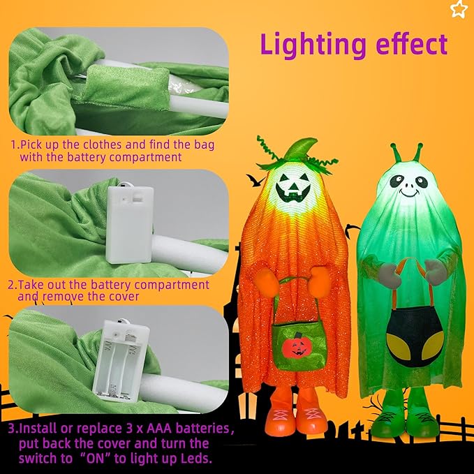 32" Front Porch Light up Halloween Figure Décor, Kit Standing Trick or Treat Indoor and Outdoor Decorations-Alien