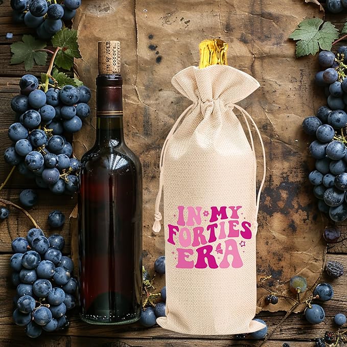 40th Birthday Wine Bag Gifts for Her,40th Wine Bag With Drawstring,Unique Birthday Wine Bag Gifts,Birthday Decorations
