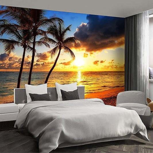 Beach Wall murals at Dusk Peel and Stick Sunset Wallpaper for Bedroom Living Room - 108"x157"