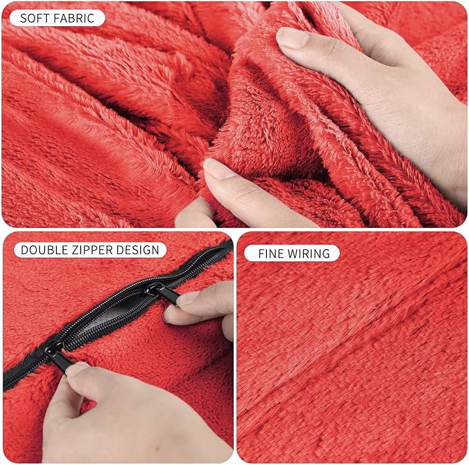 Bean Bag Chair for Adults 5FT,Soft Removable Cover for Teens/Girls Bedroom,Fluffy Giant Round Floor Beanbag Lounger Chairs (No Filler,Big Red)