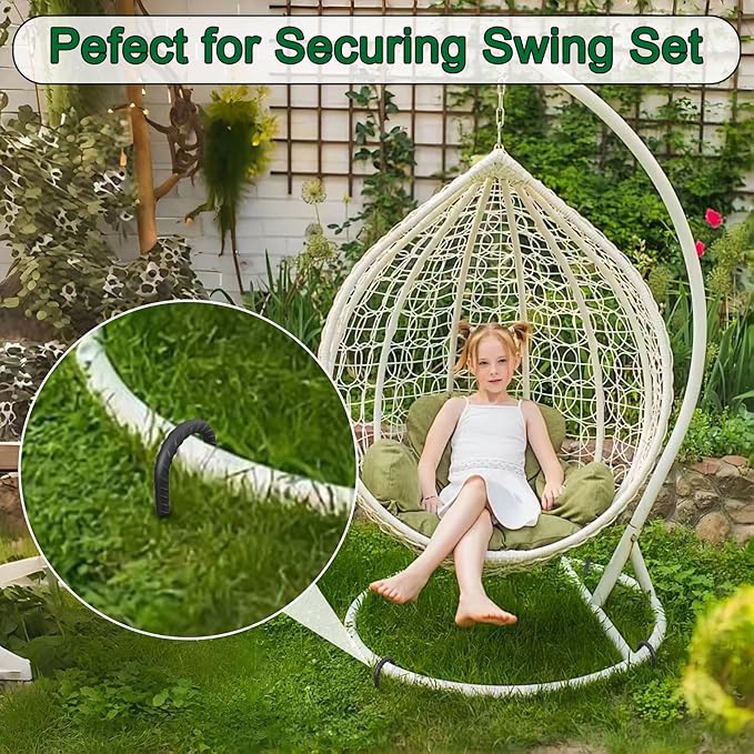 18 Inch Steel J Hook Rebar Ground Stakes 16 Pack 1/2 Inch Diameter Fence Stakes for Wire Fencing with Chisel Point End Metal Tent Stakes Heavy Duty for Outdoor Camping, Black