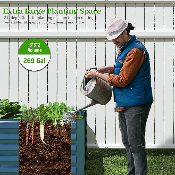 6x3x2 ft Raised Garden Bed, Large Metal Planter Raised Beds, Planters for Outdoor Plants for Vegetables, Flowers, Herbs, Fruits, and Succulents.(4 Pcs, Blue)