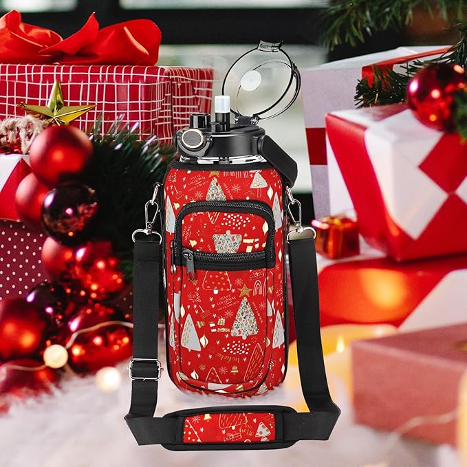 64 oz Glass Water Bottle with Straw and Sleeve Half Gallon Motivational Water Bottle with Time Marke and Strap 2L Leakproof Borosilicate Water Jug for Gym Outdoors for Women