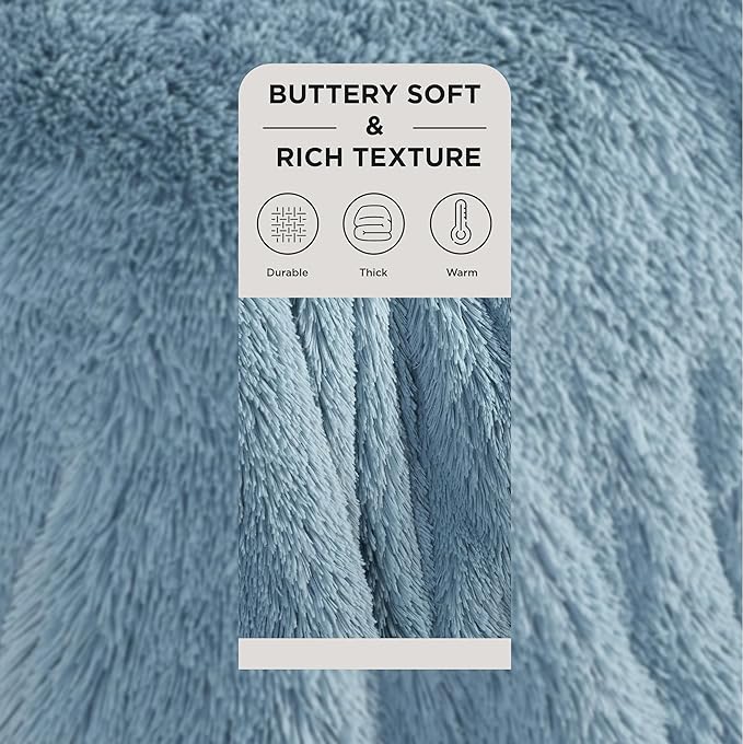 Bedsure GentleSoft Fluffy Light Sky Blue Throw Blanket, Dusty Baby Blue Decor Gifts for Women Men, Soft Cozy Fuzzy Plush Warm Minky Thick Sherpa Fleece Faux Fur Throw Blanket for Couch Bed, 50x60