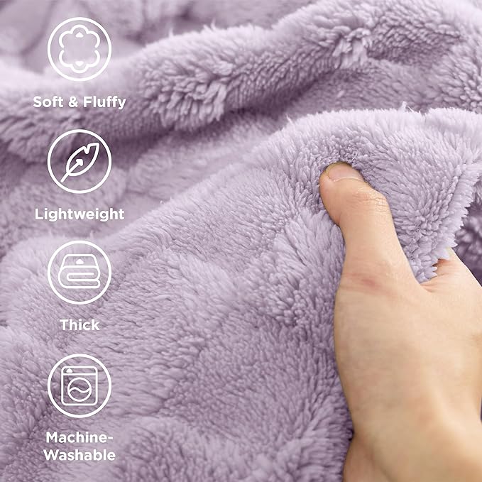 Bedsure GentleSoft Twin Blanket for Bed Lavender Fog - Super Soft Cozy Blankets for Women Men Girls, Cute Fuzzy Fleece Throws for Bedroom Couch, 60x80 Inches