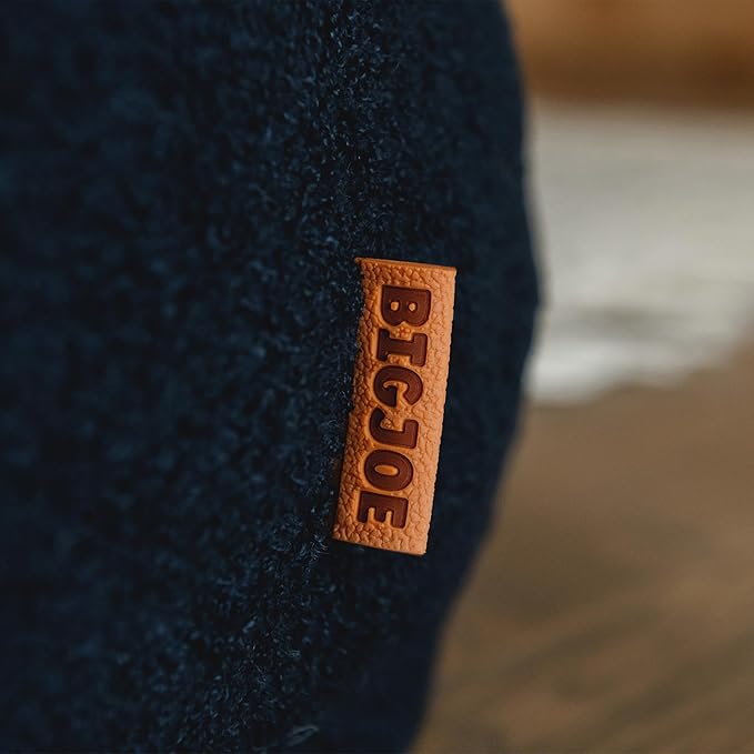 Big Joe Cloudberry Foam-Filled Structured Bean Bag Chair, Deep Blue Teddy Boucle