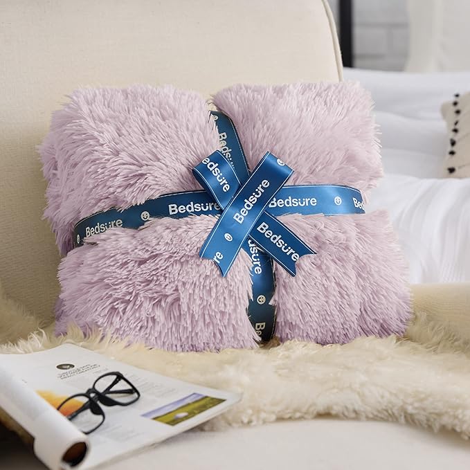 Bedsure GentleSoft Fluffy Lavender Purple Throw Blanket, Purple Decor Lilac Gifts for Kids Girls Women, Soft Cozy Fuzzy Plush Warm Thick Sherpa Fleece Faux Fur Blanket, Birthday Gifts for Her, 50x60