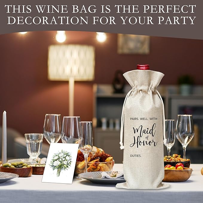 Bridal Shower Gifts Wine Bag & Card, Wine Bag Gifts For Women Bridesmaid Besties, Newly Wed Gifts, Pairs Well With Maid Of Honor Wine Bag For Bridal Shower Wedding Engagement Bachelorette Party -34