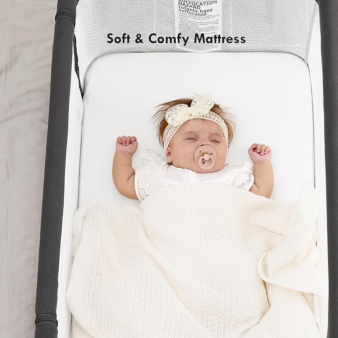 Baby Bassinet Bedside Sleeper,3-in-1 Rocking Bassinet for Baby with 6-Level Height Adjustable, 4 Wheels & Breathable Mesh Walls, Portable Bedside Crib with Mattress for Newborn