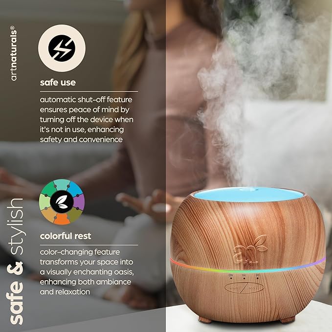 artnaturals Aromatherapy Essential Oil Diffuser – (5.0 Fl Oz / 150ml Tank) – Ultrasonic Aroma Humidifier, Auto Shut-Off – for Home, Office & Bedroom