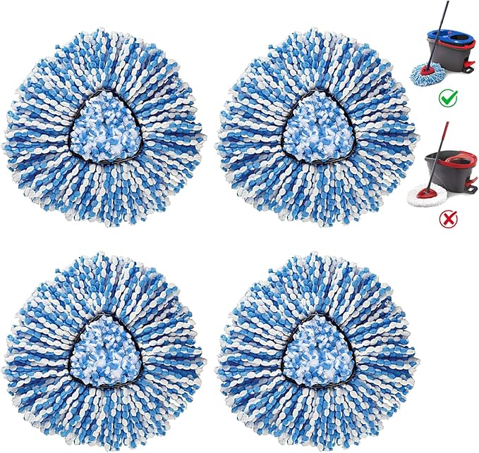 BonusLife 4-Pack Mop Head for O-Ceda RinseClea Spin Mop Refill 2-Tank System Only Easy Cleaning Microfiber Replacement