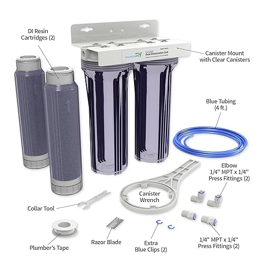 Aquatic Life Dual DI Color Changing Mixed Bed Resin Water Filtration System, Double Canister, Aquarium, Hydroponics