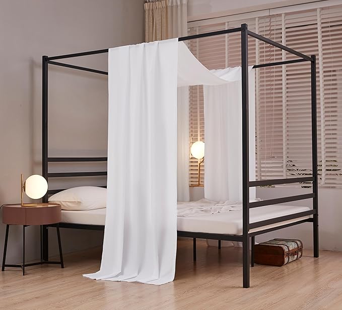 Akiky Linen Canopy Bed Curtains for Kid House Bed Montessori Canopy for Nursery Bed Canopy for Kids Child Toddler Adult Room Decoration(Full/Queen,White)
